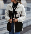 Quilted Teddy Jacket Women Leopard Print Winter