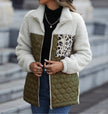 Quilted Teddy Jacket Women Leopard Print Winter