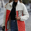 Quilted Teddy Jacket Women Leopard Print Winter
