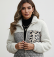 Quilted Teddy Jacket Women Leopard Print Winter