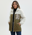 Quilted Teddy Jacket Women Leopard Print Winter