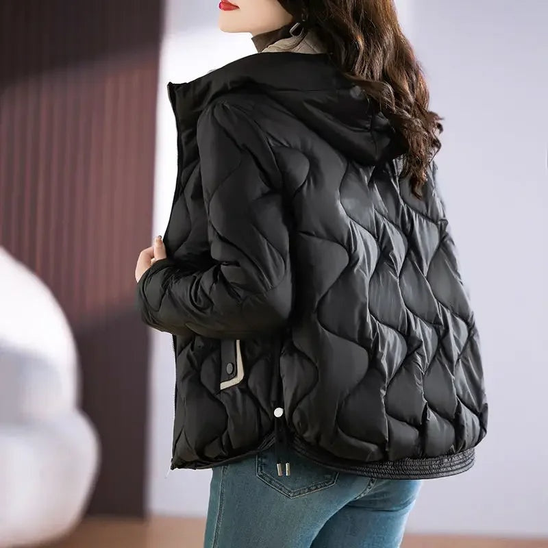 Quilted Winter Coat Women Hooded Padded Relaxed Fit