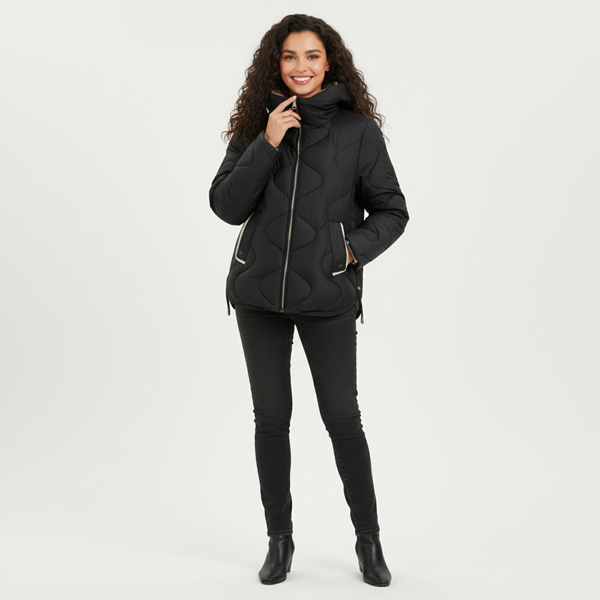 Quilted Winter Coat Women Hooded Padded Relaxed Fit