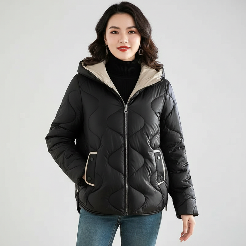Quilted Winter Coat Women Hooded Padded Relaxed Fit