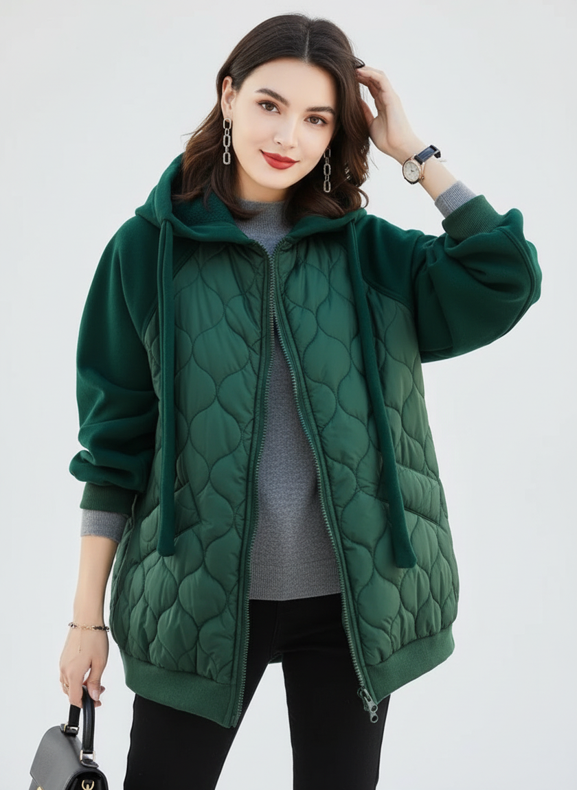 Oversized Hoodie Jacket Women Quilted Relaxed Fit