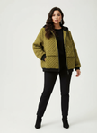 Quilted Hoodie Women Textured Long Sleeve Relaxed Fit