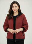 Quilted Hoodie Women Textured Long Sleeve Relaxed Fit