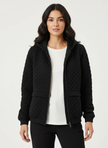 Quilted Hoodie Women Textured Long Sleeve Relaxed Fit