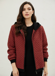 Quilted Hoodie Women Textured Long Sleeve Relaxed Fit