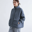 Quilted Pullover Women Oversized Fit High Neck with Pockets