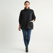 Quilted Pullover Women Oversized Fit High Neck with Pockets