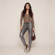 Coated Jeans Women High Waist Skinny Metallic Sheen
