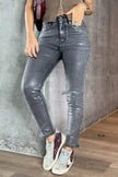 Coated Jeans Women High Waist Skinny Metallic Sheen
