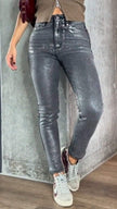 Coated Jeans Women High Waist Skinny Metallic Sheen