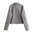 Cropped Jacket Women Button Front with Flap Pockets
