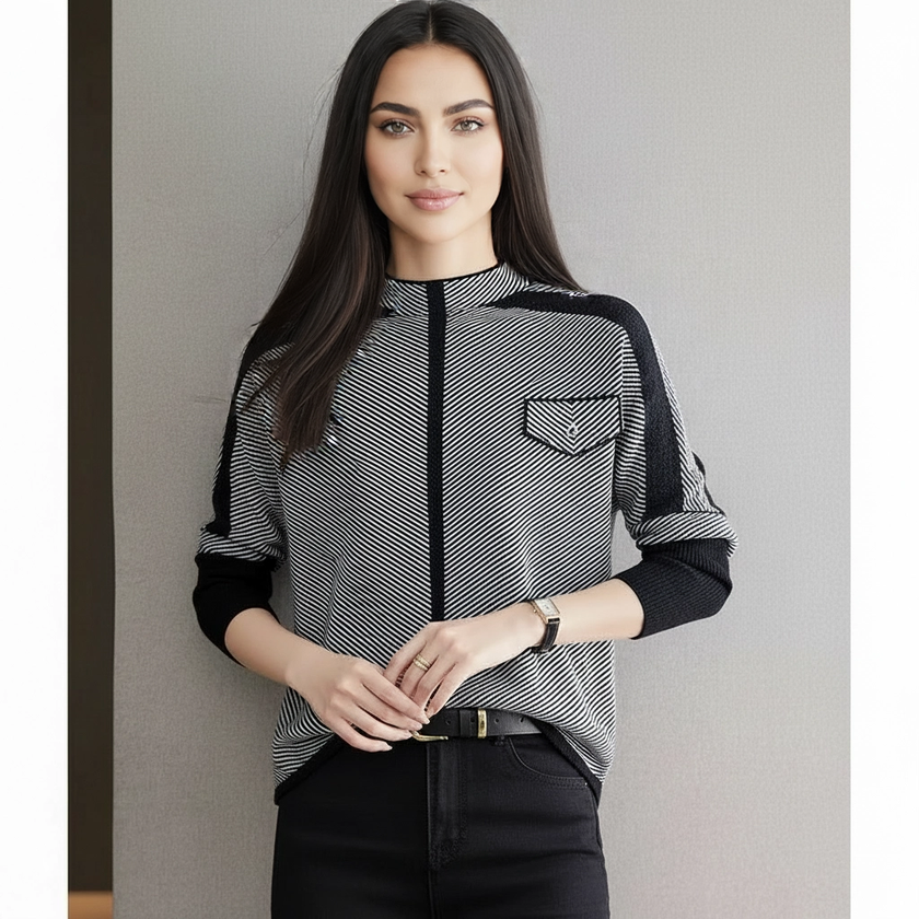 Graphic Print Pullover Women Relaxed Fit Soft Knit