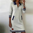 Gray FJØRNA long sleeve cotton dress, available in mini, midi, and maxi lengths, featuring a stylish fit and comfortable fabric.