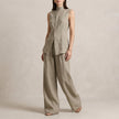 Grey FJØRNA women's two-piece co-ord set with an asymmetric high neck, stylish and elegant for modern fashion.