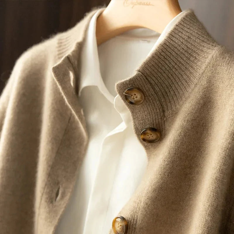 Ebba | Women's Knit Collared Button-Up Cardigan