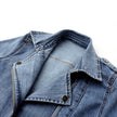 Denim Moto Jacket Women Fitted Zip Front Cropped Cotton