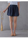 FJØRNA women's linen blend high waist elastic shorts, lightweight and breathable pants, perfect for casual summer wear.