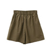 FJØRNA women's linen blend high waist elastic shorts, lightweight pants with a relaxed fit and comfortable design.