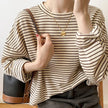 Cotton Button-Up Shirt Women Striped Long Sleeve