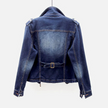 Denim Moto Jacket Women Fitted Zip Front Cropped Cotton
