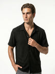 FJØRNA men's classic short-sleeve button-up shirt, casual summer tops for men, in lightweight fabric with a relaxed fit.