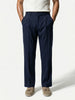 FJØRNA men's straight fit tailored trousers, classic style, in a neutral color, focused on the waist and leg fit.