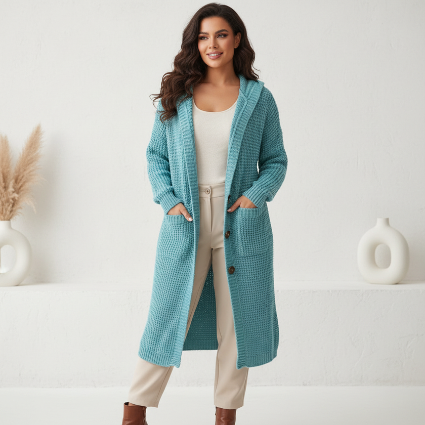 Hooded Cardigan Women, Longline Knit Button-Front Relaxed Fit