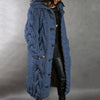 Knit Coat Women Oversized Cable-Knit Hooded Full-Length