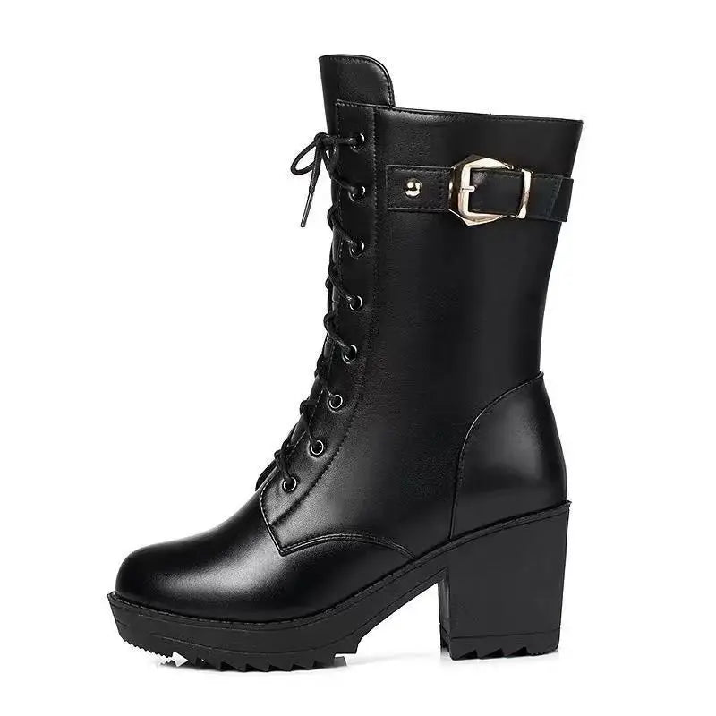 Siena | Women's Winter Lace Up Warmth Meets Confidence Boots with Block-Heel