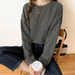 Cotton Button-Up Shirt Women Striped Long Sleeve