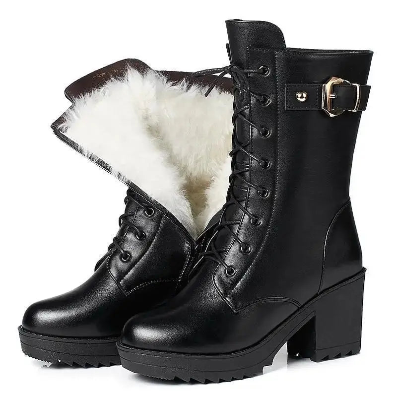 Siena | Women's Winter Lace Up Warmth Meets Confidence Boots with Block-Heel