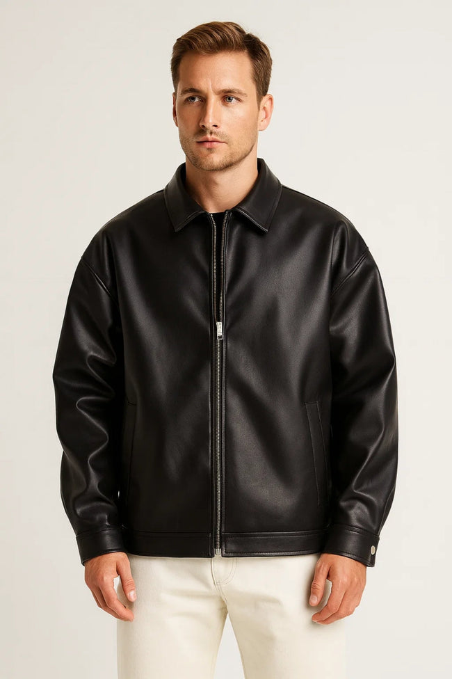 Elijah | Zip-Up Faux Leather Jacket for Men