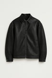 Faux Leather Jacket Men Zip Front Shirt Collar Regular Fit