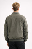 Bomber Jacket Men Zip Front Shirt Collar Ribbed Hem