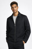 Zip Jacket Men Shirt Collar Straight Hem Regular Fit