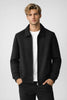 Zip Jacket Men Shirt Collar Ribbed Hem Regular Fit