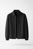 Zip Jacket Men Shirt Collar Ribbed Hem Regular Fit