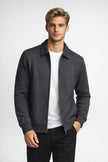 Zip Jacket Men Shirt Collar Ribbed Hem Regular Fit