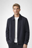 Zip Jacket Men Shirt Collar Ribbed Hem Regular Fit