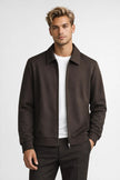 Zip Jacket Men Shirt Collar Ribbed Hem Regular Fit