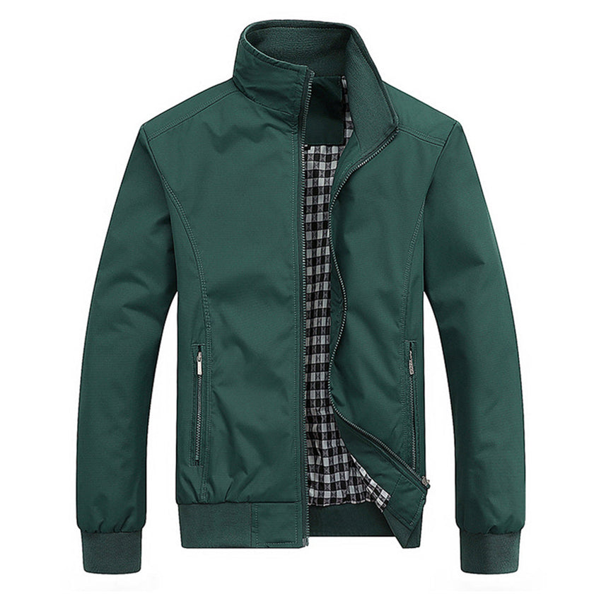 Zip Jacket Men Woven Stand Collar Regular Fit Autumn Winter
