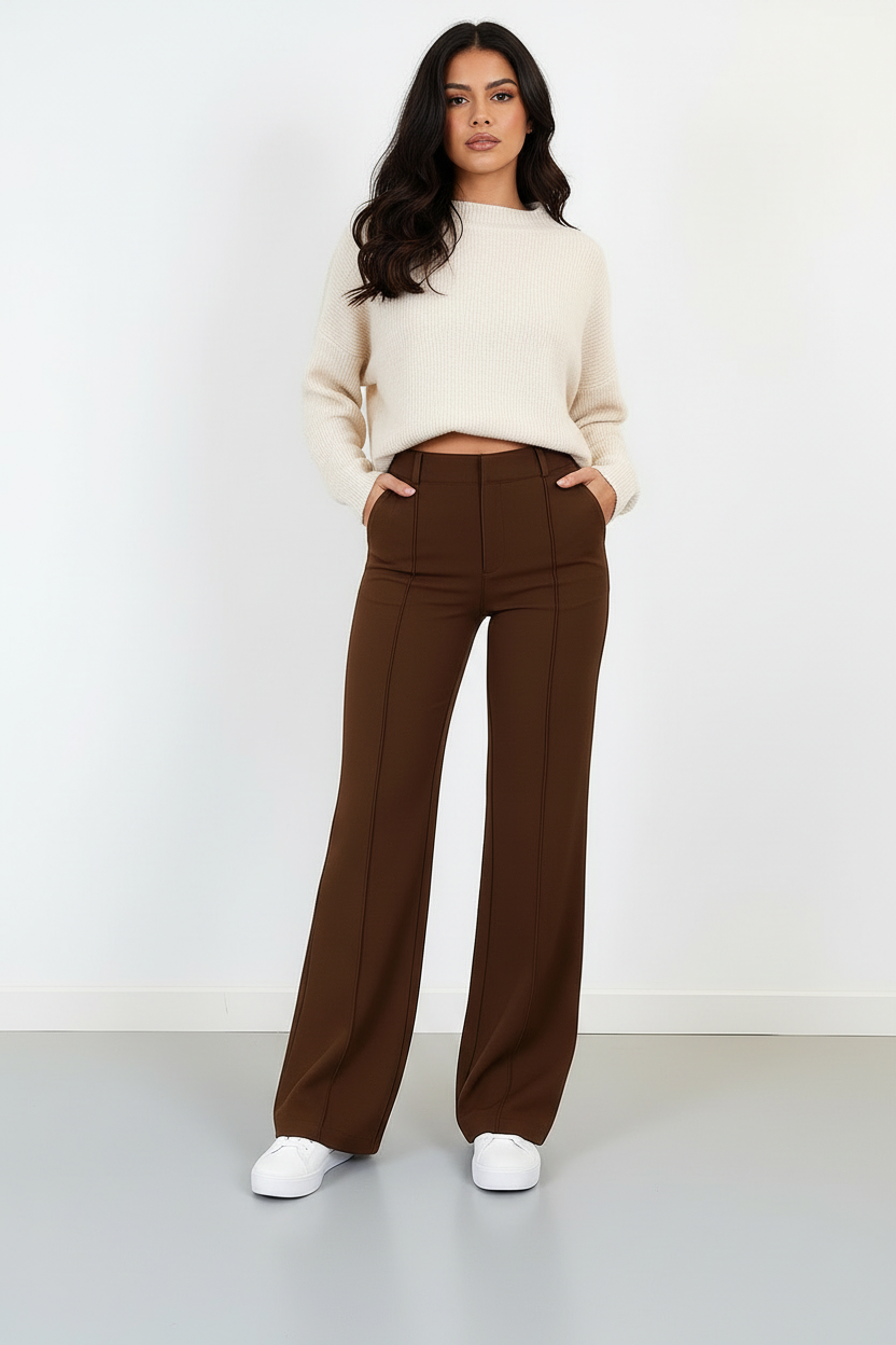 Straight Leg Trousers Women High Waist Tailored