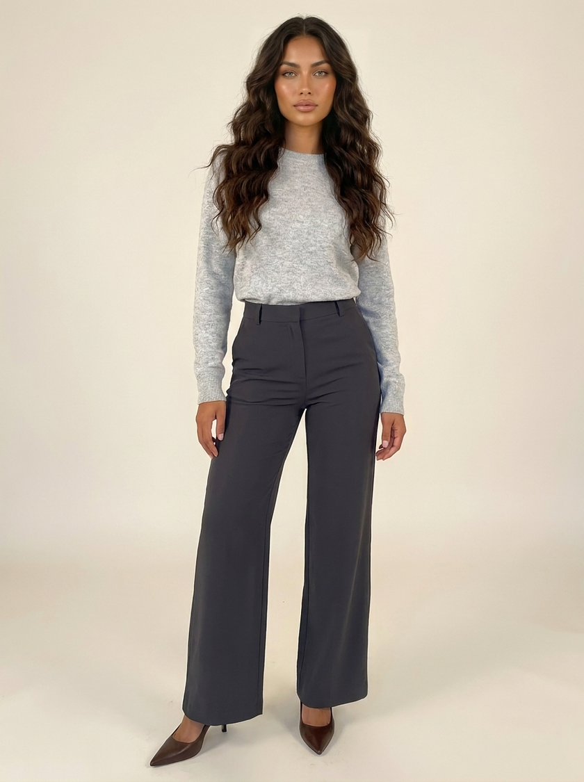 Straight Leg Trousers Women High Waist Tailored