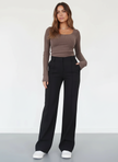 Straight Leg Trousers Women High Waist Tailored