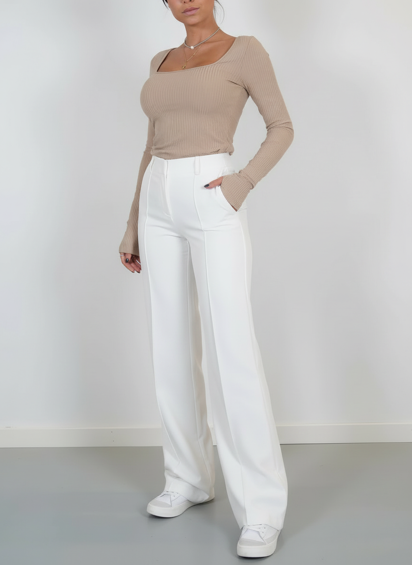 Straight Leg Trousers Women High Waist Tailored