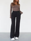 Straight Leg Trousers Women High Waist Tailored